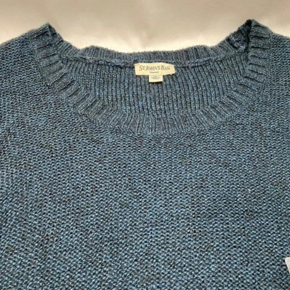 St. John's Bay Sweater Women's 3X Blue Marble Cable Knit Long Sleeve Shirt NWT - Picture 8 of 8